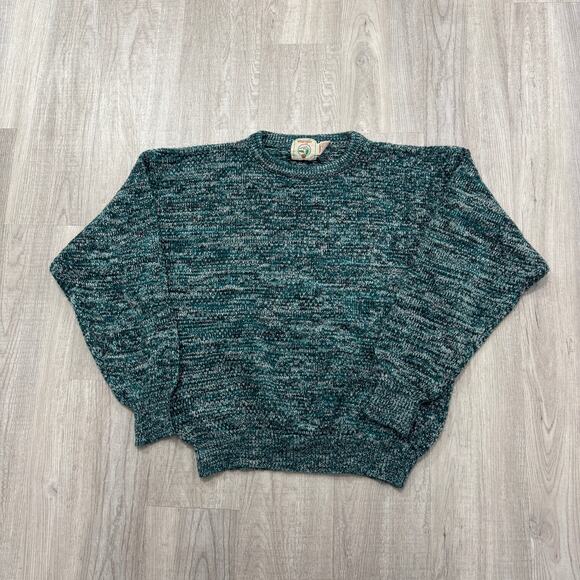 Vintage Wrangler Sweater Men's Large Green Geometric Knit Crewneck 90s Rodeo - Picture 1 of 6
